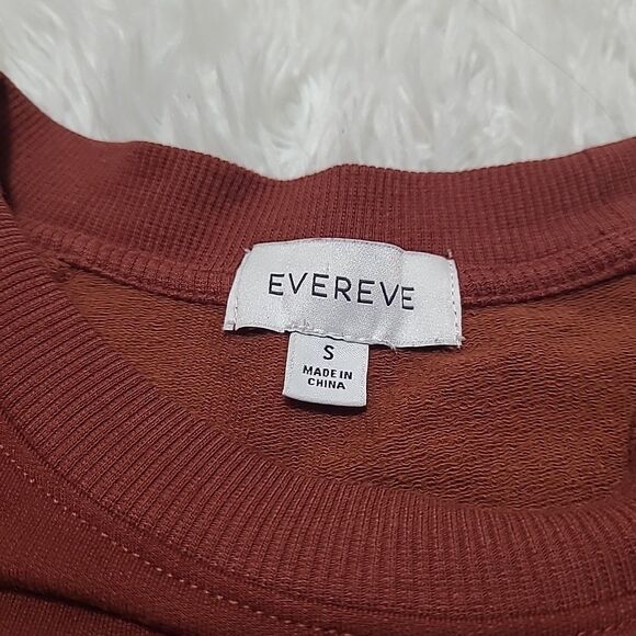 Evereve Taylor Stripe Trim Crew Neck Sweatshirt Women’s Size Medium Maroon Red - Picture 7 of 11